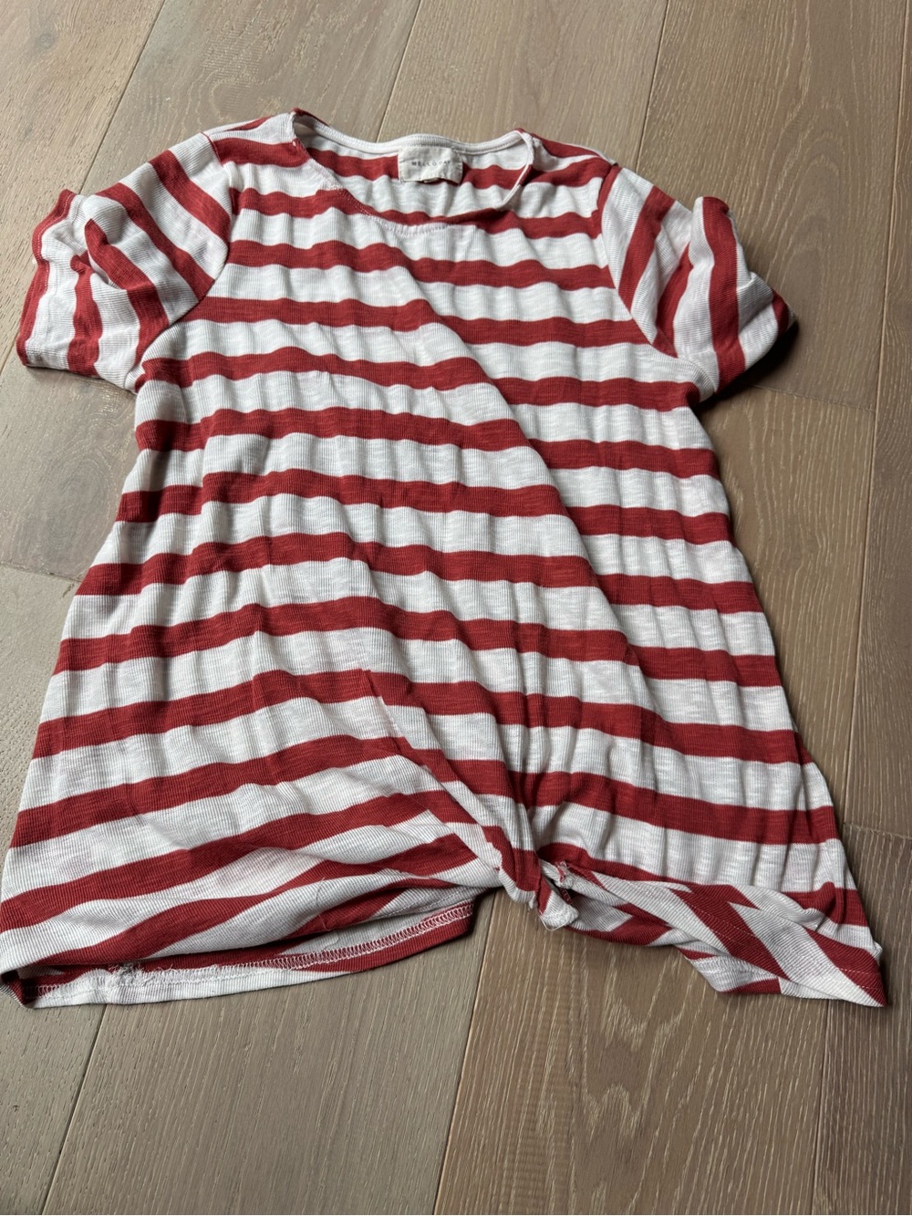 MELLODAY Red and White Striped Short Sleeve Top